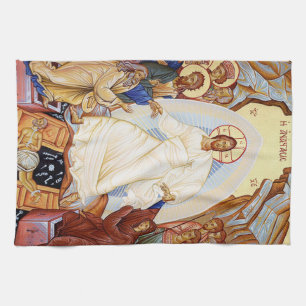 Orthodox Icon of the Anastasis Resurrection Tea Towel