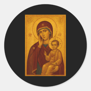 Orthodox Icon Of Theotokos And Baby Jesus Christ  Classic Round Sticker