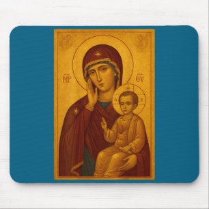 Orthodox Icon Of Theotokos And Baby Jesus Christ  Mouse Pad