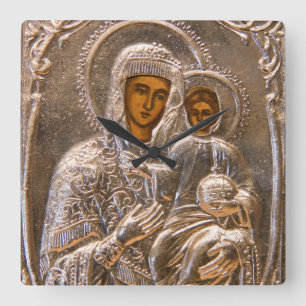 Orthodox icon square wall clock