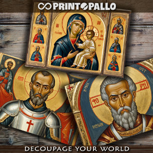 Orthodox icons of Holy Virgin and Saints -  Wrapping Paper Sheet