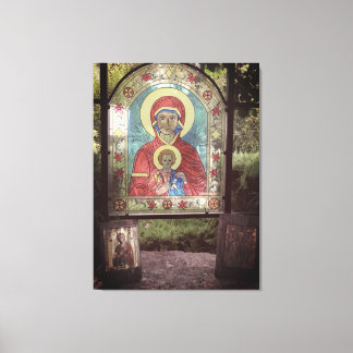 Orthodox Stained Glass Mother Mary Canvas Print