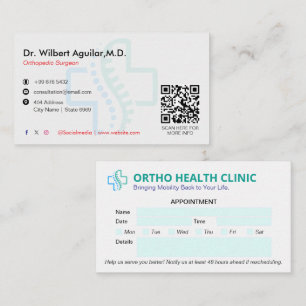Orthopaedic Clinic Business   Clean Appointment Card