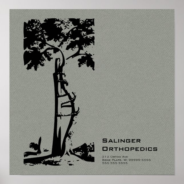 Orthopaedic Crooked Tree Grey Faux Flannel Poster (Front)