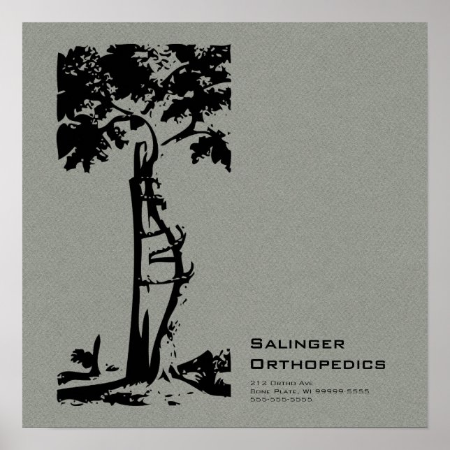 Orthopaedic Crooked Tree Grey Faux Flannel Poster (Front)