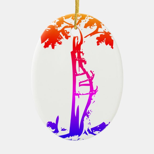 Orthopaedic Crooked Tree rainbow gradient Ceramic Tree Decoration (Front)