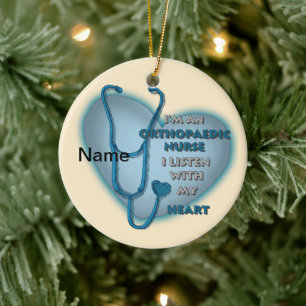 Orthopaedic Nurse Blue Heart Ceramic Tree Decoration