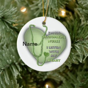 Orthopaedic Nurse Green Heart  Ceramic Tree Decoration