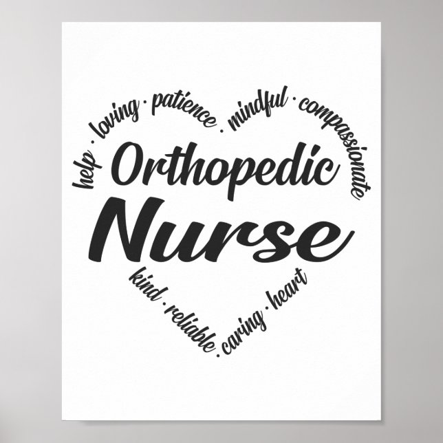 Orthopaedic Nurse Heart Word Cloud Poster (Front)