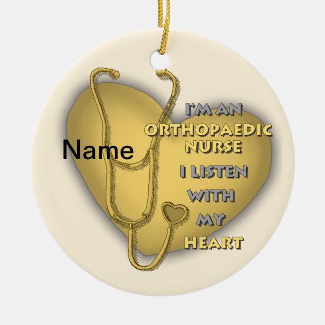 Orthopaedic Nurse Yellow Heart Ceramic Tree Decoration (Front)