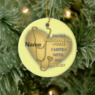 Orthopaedic Nurse Yellow Heart Ceramic Tree Decoration
