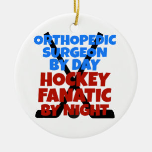 Orthopaedic Surgeon Loves Hockey Ceramic Tree Decoration