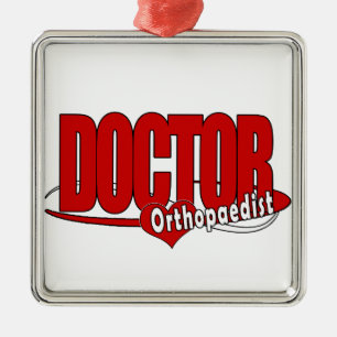 ORTHOPAEDIST LOGO BIG RED DOCTOR METAL TREE DECORATION
