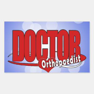 ORTHOPAEDIST LOGO BIG RED DOCTOR RECTANGULAR STICKER