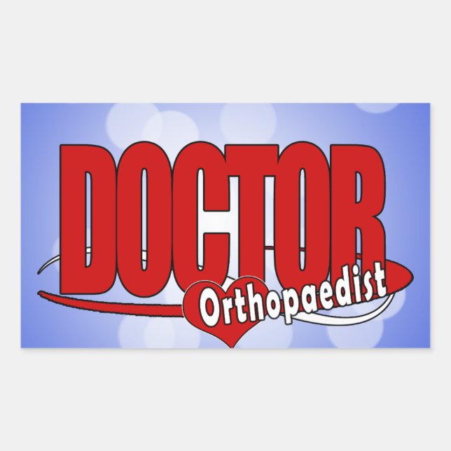 ORTHOPAEDIST LOGO BIG RED DOCTOR RECTANGULAR STICKER (Front)