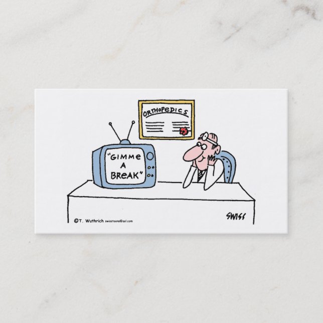 Orthopaedist's Cartoon Business or Appointment Car Card (Front)