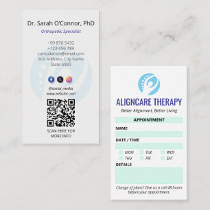 Orthopedic Rehab Clinic Modern Appointment Business Card