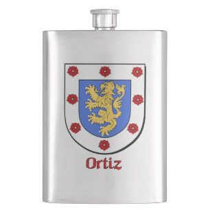 Ortiz Heraldic Shield Hip Flask
