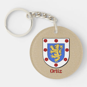 Ortiz Historical Shield with Flag of Mexico Key Ring