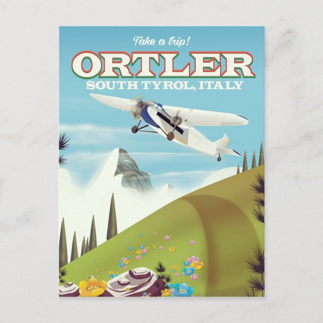 Ortler - South Tyrol, Italy travel poster Postcard (Front)