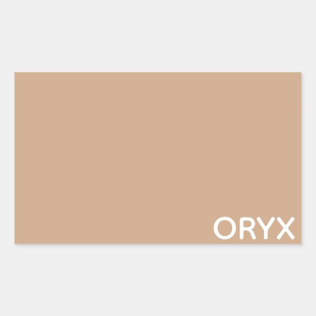 Oryx brown beige color name rectangular sticker (Front)