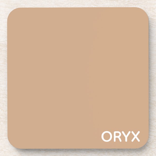 Oryx brown beige colour name coaster (Front)