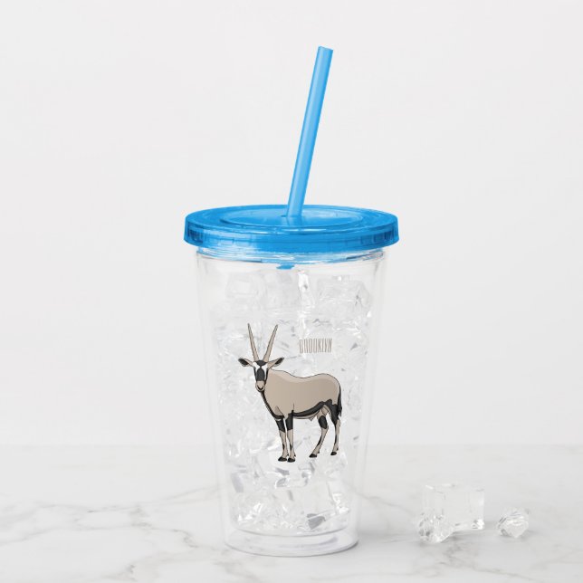 Oryx cartoon illustration acrylic tumbler (Back Ice)
