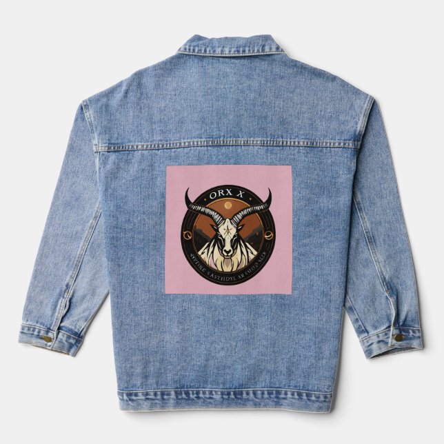 Oryx Logo – Elegant Antelope Silhouette Denim Jacket (Back)