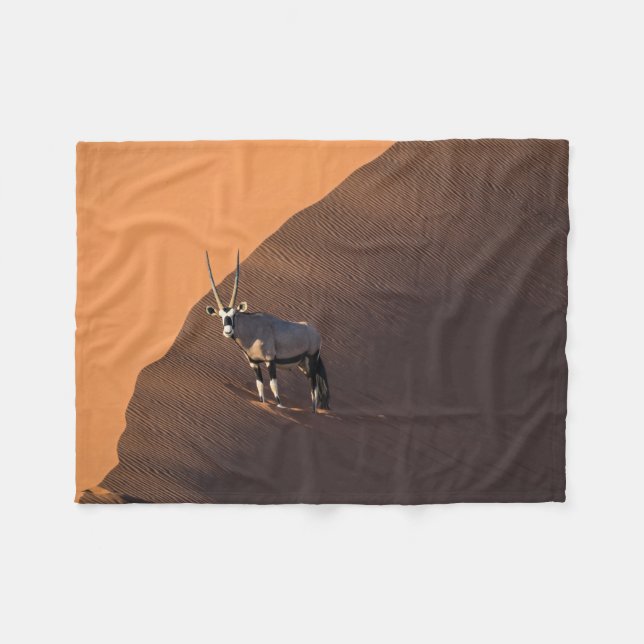 Oryx on the edge, Namibia Fleece Blanket (Front (Horizontal))