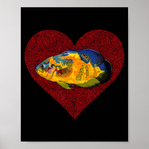 Os Valentines Day Fish Love Fingerprint Poster