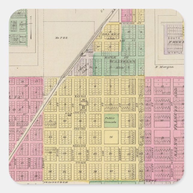 Osage Mission, Galesburg, and Earlton, Kansas Square Sticker (Front)