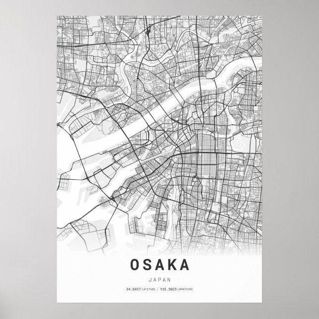 Osaka Cartography City Map Poster (Front)