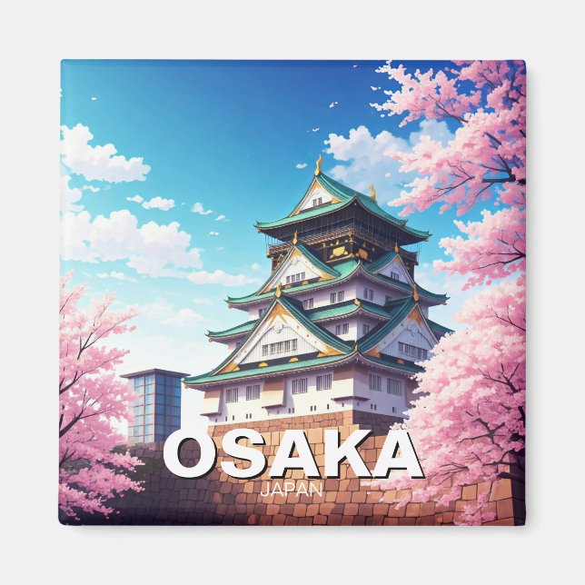 Osaka Castle Japan cherry blossom Magnet (Front)