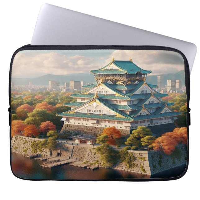 Osaka Castle Japan Landscape Vintage Travel Laptop Sleeve (Front)
