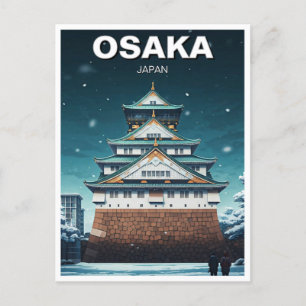 Osaka Castle Japan Night Travel Postcard