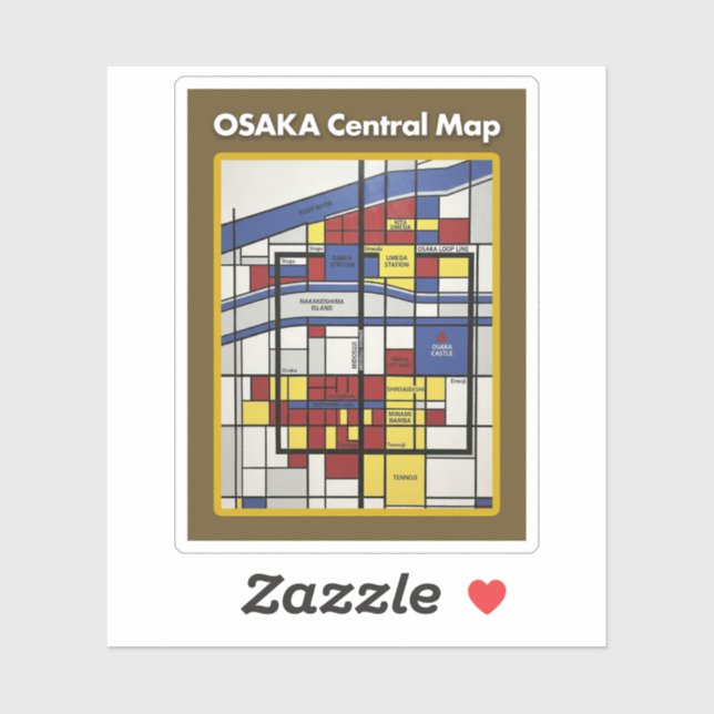 OSAKA central map Piet Mondrian style (Sheet)