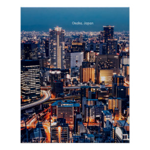 Osaka Japan cityscape photograph Poster