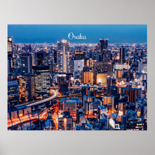 Osaka, Japan cityscape Poster
