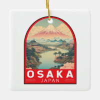 Osaka Japan Mount Fuji Travel Art Emblem