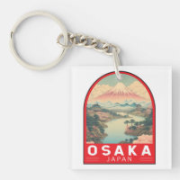 Osaka Japan Mount Fuji Travel Art Emblem