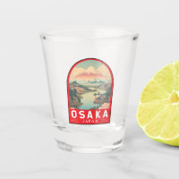 Osaka Japan Mount Fuji Travel Art Emblem