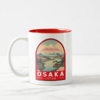 Osaka Japan Mount Fuji Travel Art Emblem