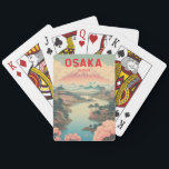 Osaka Japan Mount Fuji Travel Art Vintage Playing Cards<br><div class="desc">Osaka retro vector travel design. It's known for its modern architecture,  nightlife and hearty street food. The 16th-century shogunate Osaka Castle,  which has undergone several restorations,  is its main historical landmark.</div>