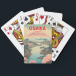 Osaka Japan Mount Fuji Travel Art Vintage Playing Cards<br><div class="desc">Osaka retro vector travel design. It's known for its modern architecture,  nightlife and hearty street food. The 16th-century shogunate Osaka Castle,  which has undergone several restorations,  is its main historical landmark.</div>