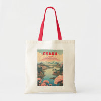 Osaka Japan Mount Fuji Travel Art Vintage