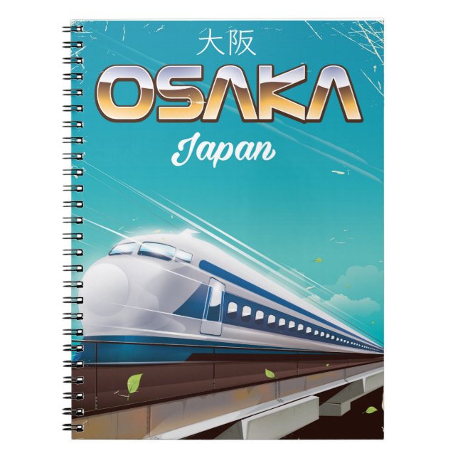 Osaka Japan Train Vintage travel poster Spiral Notebook (Front)