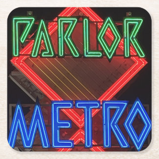 Osaka Pachinko Parlour Neon Sign Vintage Japan Square Paper Coaster