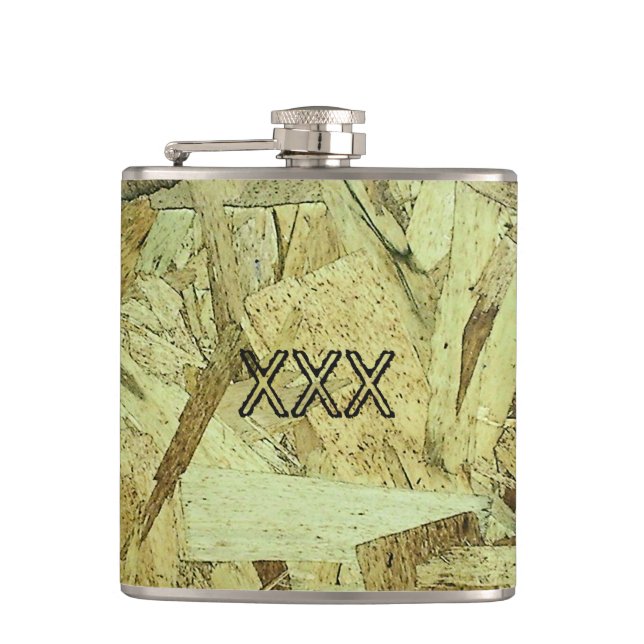 OSB Chip Board Plywood Hip Flask (Front)