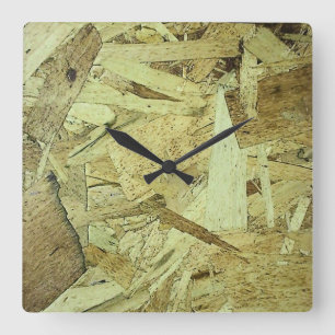 OSB Chip Board Plywood Square Wall Clock