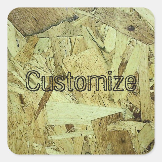 OSB Chip Board Plywood with Customised Text Square Sticker (Front)